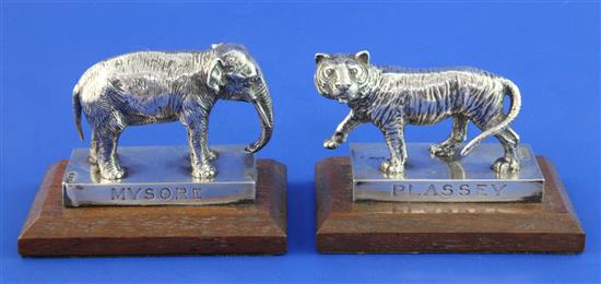 Silver elephant & tiger,.